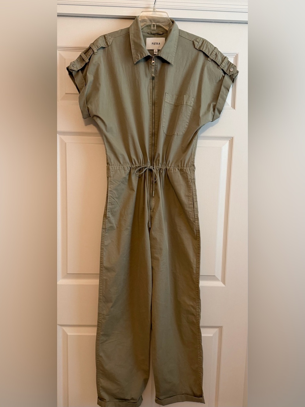 pistola Olive Green Utility Jumpsuit with Drawstring Waist